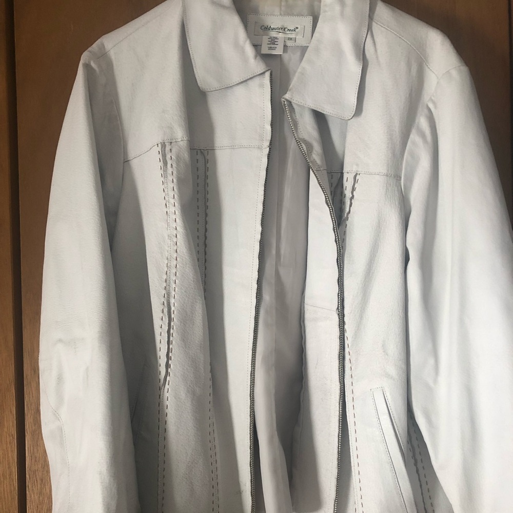 Coldwater creek white leather jacket